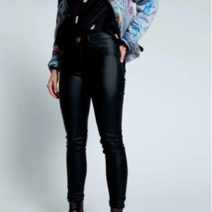 One Teaspoon 38 High Waist Freebird II Pants Women’s Jeans Leather Look Black